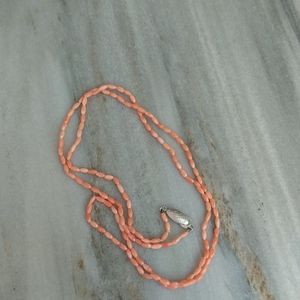 Coral color necklace Sterling Silver clasp 30"